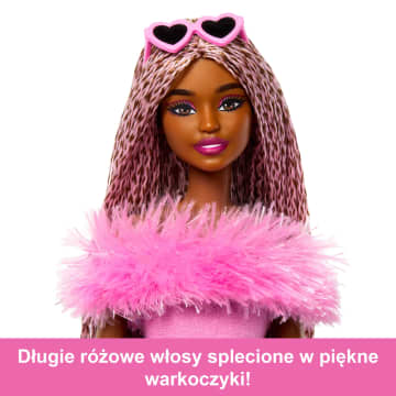 Barbie Deluxe Style Lalka #4  Różowy komplet, spodnie i futerkowy top Zabawka 4+ - Imagen 3 de 6