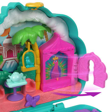 Compacto Mundo Sorpresa Pavo Real De Polly Pocket Con 2 Muñequitas Y Mascotas, Juguete De Viaje Con Accesorios De Animales - Image 3 of 6