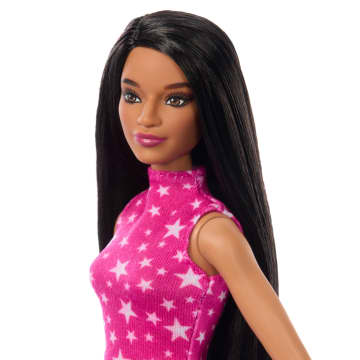 Muñeca Barbie Fashionistas N. 215 Del 65 Aniversario Con Pelo Negro Liso Y Falda Iridiscente - Imagen 3 de 6