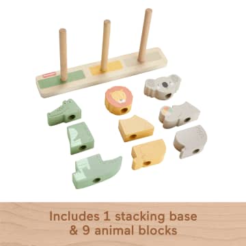 Fisher-Price Wooden Stack & Sort Animals Baby & Toddler Toy, 10 Wood Pieces - Image 5 of 6