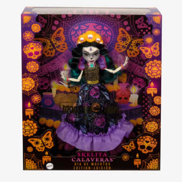 Monster High – Fêtes De Fin D’Année – Poupée Día De Muertos Skelita Calaveras - Imagen 6 de 6