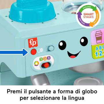 Fisher-Price Ridi E Impara La Mia Prima Macchinetta Del Caffè Giocattolo Elettronico Per Bambini, 10 Pezzi Da Gioco, Versione Multilingue - Image 3 of 5