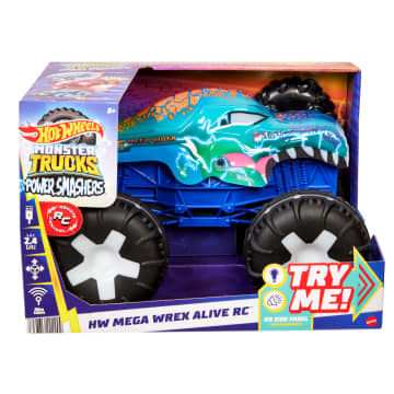 Hot Wheels Monster Trucks 1:15 Scale Mega-Wrex Alive Remote-Control Vehicle, Battery-Powered Rc With Interactive Lights & Sounds - Image 6 of 6