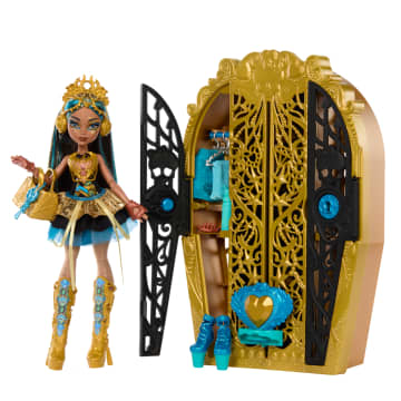 Monster High Straszysekrety Lalka Cleo De Nile Seria 4 Potworne Zagadki Zestaw Z Lalką, Szafą I Akcesoriami - Image 1 of 6