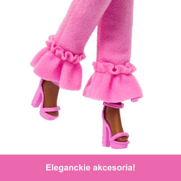Barbie Deluxe Style Lalka #4  Różowy komplet, spodnie i futerkowy top Zabawka 4+ - Imagen 4 de 6