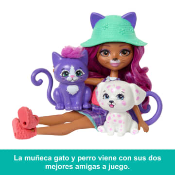 Muñeca 2-En-1 Gato Y Perro De Enchantimals Con Mascotas Que Son Sus Mejores Amigas, Juguete De Animal Con Complementos - Imagen 3 de 6