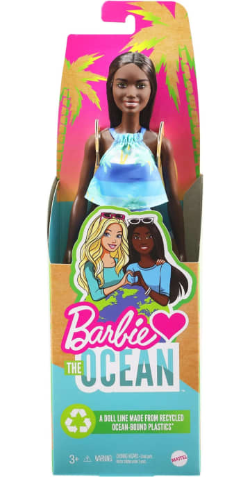 Barbie - Barbie Aime L’Océan - Poupée Cheveux Noirs En Plastique Recyclé - Poupée Mannequin - 3 Ans Et + - Imagen 6 de 6