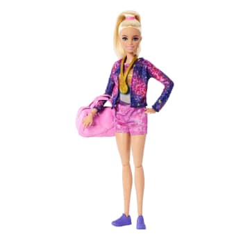 Barbie Turnen Speelset Met Blonde Modepop, Evenwichtsbalk, 10+ Accessoires En Saltofunctie - Image 4 of 6