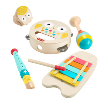 Fisher-Price Wooden Musical Instruments Gift Set Toddler Creative Play, 6 Wood Pieces - Image 1 of 6