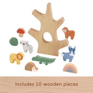 Fisher-Price Wooden Balance Tree Preschool Stacking Activity Toy, 10 Wood Pieces - Image 5 of 6