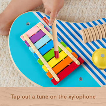 Fisher-Price Wooden Musical Table With Percussion Instrument Toys, 3 Wood Pieces - Image 3 of 6