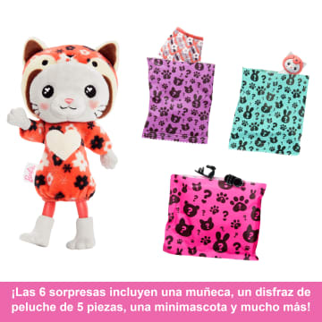 Muñeca Chelsea Pequeña Y Accesorios De La Colección Barbie Cutie Reveal Con Temática De Disfraces, Gatito Disfrazado De Panda Rojo - Image 3 of 6