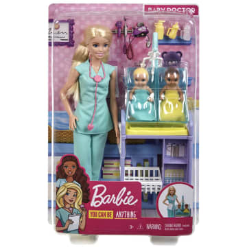 Barbie Κούκλα Παιδίατρος Και Σετ Παιχνιδιού Με 2 Κούκλες-Μωράκια Και Αξεσουάρ - Image 6 of 6