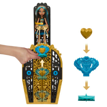 Monster High Straszysekrety Lalka Cleo De Nile Seria 4 Potworne Zagadki Zestaw Z Lalką, Szafą I Akcesoriami - Image 4 of 6