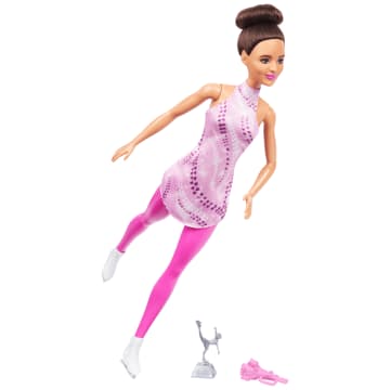 Barbie Careers Figure Skater Doll & Accessories, Brunette In Removable Skate Outfit With Trophy - Image 1 of 6