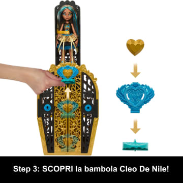 Monster High Segreti Da Brivido Misteri Mostruosi Playset, Cleo De Nile Bambola Con Oltre 19 Sorprese - Image 5 of 6