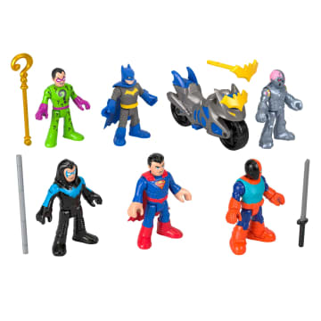 Imaginext DC Super Friends Deluxe Figure Pack Batman Toys For Preschool Kids, 9 Pieces - Image 4 of 6