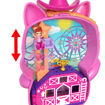 Polly Pocket Compacte Speelset Pony Rodeo Met 1 Micropop En Speelgoedpaardjes, Speelgoed Voor Onderweg Met Lekkere Hapjes En Stylingaccessoires - Image 4 of 6