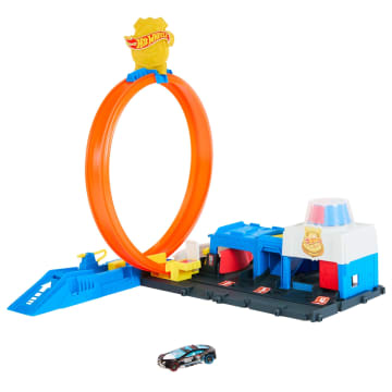 Hot Wheels Polis İstasyonu Oyun Seti, 1:64 Ölçekli Oyuncak Polis Arabası Ve Ayarlanabilir Pist Çemberi - Imagen 5 de 6