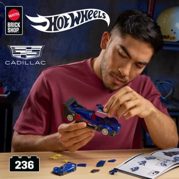 Mattel Brick Shop Hot Wheels Cadillac Project Gtp Hypercar Building Toy Kit (236 Pieces), For Collectors - Imagen 2 de 6