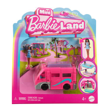 Barbie Mini Barbieland Set Met Pop En Voertuig, Pop (Bijna 4 Cm) En Droomcamper Met Zwembad Met Kleurverandering - Image 1 of 6