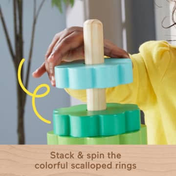 Fisher-Price Wooden Ring Stacker Toddler Fine Motor Toy, 10 Wood Pieces - Image 3 of 6