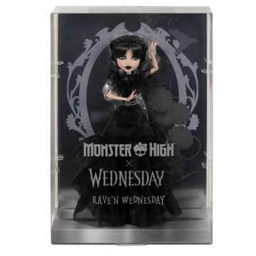 Συλλεκτική Κούκλα Monster High Wednesday Rave’N Dress Με Μαύρη Τουαλέτα Εμπνευσμένη Από Τη Σκηνή Χορού Στη Σειρά - Image 6 of 6