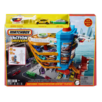 Centro De Transporte De Action Drivers De Matchbox Con Un Taxi, Un Barco Y Un Helicóptero A Escala 1:64, Además De Un Accesorio De Vendedor De Comida (3 Vehículos, 1 Accesorio) - Image 4 of 4