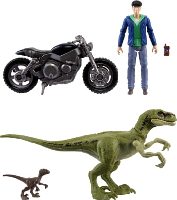 Pack De Historia De Figura De Acción De Kenji De Jurassic World: Teoría Del Caos, Dinosaurios Y Motocicleta - Imagen 5 de 6