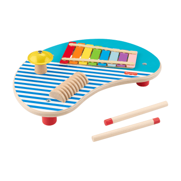 Fisher-Price Wooden Musical Table With Percussion Instrument Toys, 3 Wood Pieces - Image 1 of 6