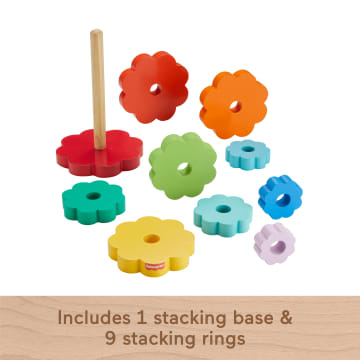 Fisher-Price Wooden Ring Stacker Toddler Fine Motor Toy, 10 Wood Pieces - Image 5 of 6