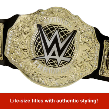 WWE Championship Title, World Heavyweight Role-Play & Costume, Leather-Like Belt - Image 3 of 6