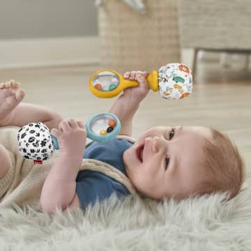 Fisher-Price Neşeli Marakas Oyuncak, 3 Ay Ve Üzeri Bebekler Için 2'Li Set, Yüksek Kontrastlı Renkler - Imagen 2 de 6