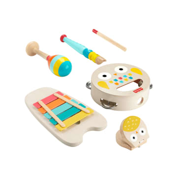 Fisher-Price - Coffret Musical Avec Instruments En Bois 6 Pièces - Instruments De Musique - 2 Ans Et + - Imagen 5 de 6