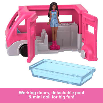 Barbie Mini Barbieland Doll & Vehicle Set With 1.5-Inch Doll & Dreamcamper With Color-Change Pool - Image 5 of 6