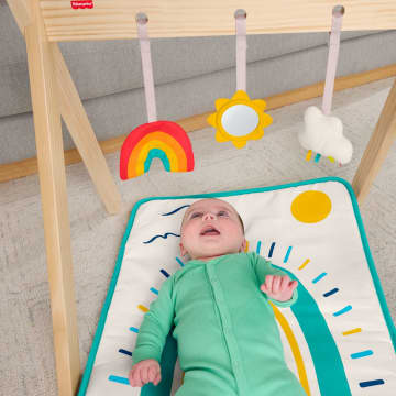 Fisher-Price Wooden Activity Gym, Wood Frame With 3 Sensory Toys & Mat For Newborn Babies - Image 3 of 6
