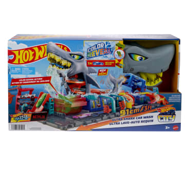 Hot Wheels City Ultra Shark Car Wash With Color Reveal Toy Car Featured in “Let's Race” - Image 6 of 6