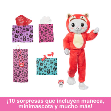 Muñeca Y Accesorios De La Colección Barbie Cutie Reveal Con Temática De Disfraces, 10 Sorpresas, Gatito Disfrazado De Oso Panda Rojo - Imagen 3 de 6