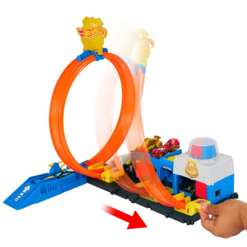 Hot Wheels Polis İstasyonu Oyun Seti, 1:64 Ölçekli Oyuncak Polis Arabası Ve Ayarlanabilir Pist Çemberi - Imagen 3 de 6