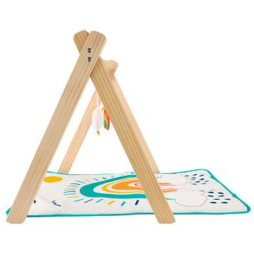 Fisher-Price Wooden Activity Gym, Wood Frame With 3 Sensory Toys & Mat For Newborn Babies - Image 5 of 6