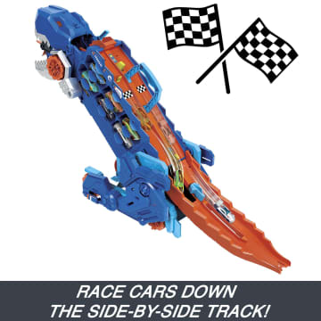 Hot Wheels™ City Ultimate Hauler, Transforms Into A T-Rex With Race Track, Stores 20+ Cars - Image 8 of 8