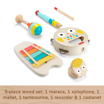 Fisher-Price Wooden Musical Instruments Gift Set Toddler Creative Play, 6 Wood Pieces - Image 5 of 6