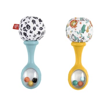 Fisher-Price Neşeli Marakas Oyuncak, 3 Ay Ve Üzeri Bebekler Için 2'Li Set, Yüksek Kontrastlı Renkler - Imagen 1 de 6
