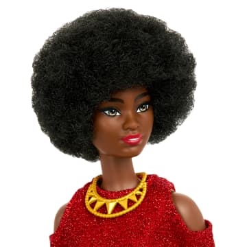 Barbie Fashionistas, Bambola N. 221 Con Capelli Neri Naturali, Accessori E Abito Rossi, 65 Anniversario - Image 3 of 6