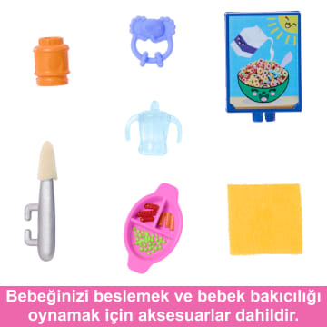 Barbie Skipper Bebek Bakıcısı Oyun Seti; Bebek, Çocuk Ve Yemek Aksesuarları Dahildir, 10 Parçalı Set - Image 5 of 6