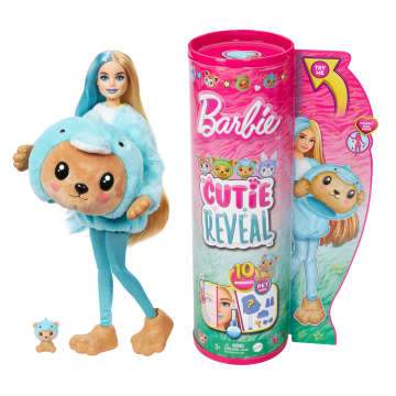 Barbie Cutie Reveal Pop En Accessoires, Met Kostuumthema En 10 Verrassingen, Teddybeer Als Dolfijn - Image 1 of 6