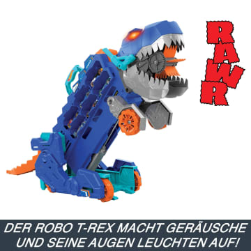 Der Hot Wheels City Ultimative Transporter Verwandelt Sich In Einen T-Rex Mit Rennstrecke, Aufbewahrung Von Mehr Als 20 Autos - Bild 5 von 9