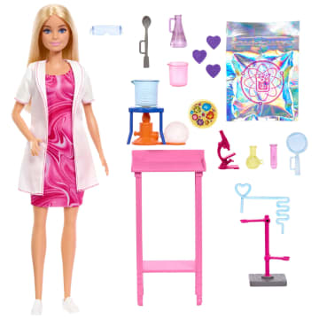 Barbie Wetenschapper, Pop En Accessoires, Met Blonde Modepop, Laboratoriumtafel, En Van Kleur Veranderende Accessoires - Image 3 of 6