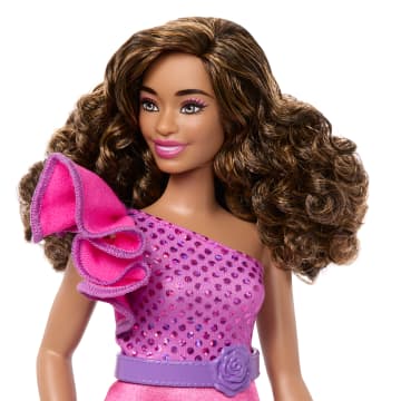 Barbie Fashionistas Doll #225, Curvy With Brown Hair, Pink Sparkly Dress, 65th Anniversary - Image 4 of 6