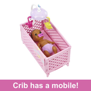 Barbie Skipper Babysitters Playset With Friend Doll, Baby Doll With Sleepy Eyes, Crib And Accessories - Image 4 of 8